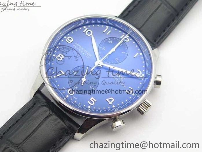 MIROTIME 0421 MoistureWicking Portuguese IW371491 ZF 1:1 Best Edition SS Blue Dial On Leather Strap A79350 (Slim Movement) V 7221